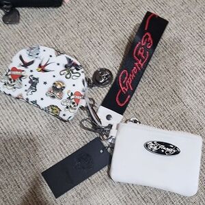Ed Hardy Zippered Key Chain  Skull Snake NWT